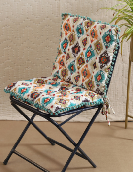 Multicolor Cotton Geometric Printed 17×17 Inch Chair Pad Set Of 2