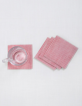 Pink Cotton Stripe Printed 4×4 Inch Coaster Set Of 4