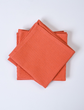 Peach Solid Colour Cotton Waffle Hand Towel 23×15 Inch-Set of 6