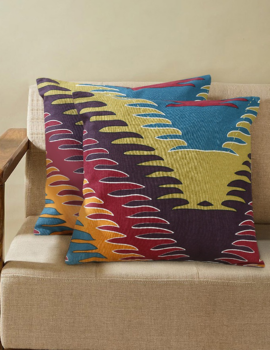 Multicolored ptinted cotton 16×16 cushion cover set of 2