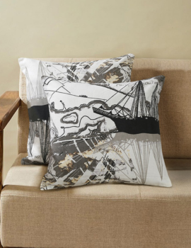 White & Grey Casement 16X16  Cushion Cover set of 2