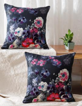 Black Cotton Velvet 18X18  Cushion Cover set of 2