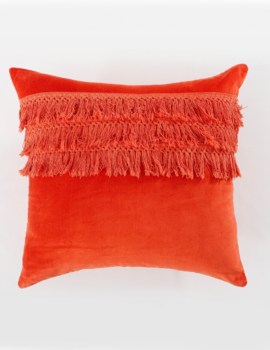 Orange Cotton Velvet 18X18 Cushion Cover Set of 2