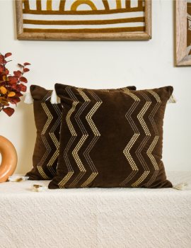 Brown Cushion Embroidery 16×16 Cushion Cover Single Piece