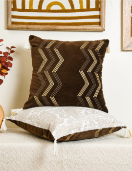 Brown Cushion Embroidery 16×16 Cushion Cover Single Piece