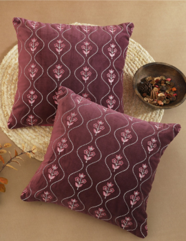 Purple Embroidery 16×16 Cushion Cover Single Piece