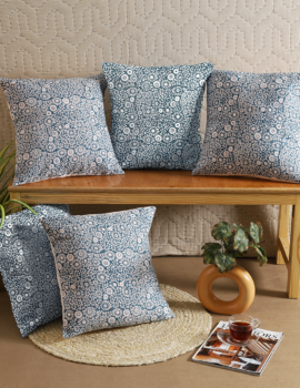 Light Blue Cotton 16×16 Inch Cushion Cover Set Of 5