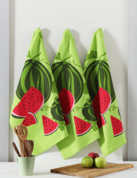 Green Cotton Fruit Printed 20×30 Inch Kitchen Towel Set Of 3