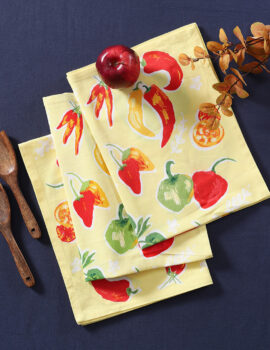 Yellow Cotton Vegie Printed 18×26 Inch Kitchen Towel Set Of 3