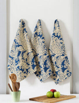 Blue Cotton Floral Printed 18×26 Inch Kitchen Towel Set Of 3