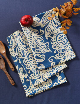 Blue Cotton Floral Printed 18×26 Inch Kitchen Towel Set Of 3