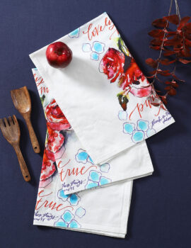 Off White Cotton Rose Printed 20×30 Inch Kitchen Towel Set Of 3