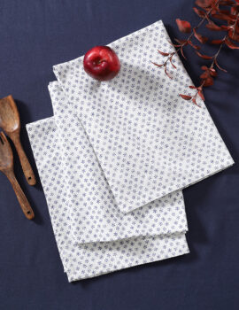 Blue Cotton Booti Printed 18×26 Inch Kitchen Towel Set Of 3