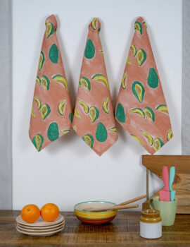 Peach Cotton Avacado Printed 15×19 Inch Kitchen Towel Set Of 3