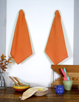 Orange Cotton Solid Plain 16×20 Inch Kitchen Towel Set Of 2