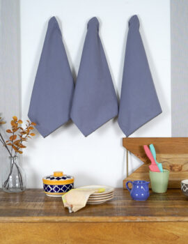 Grey Cotton Solid Plain 16×20 Inch Kitchen Towel Set Of 3