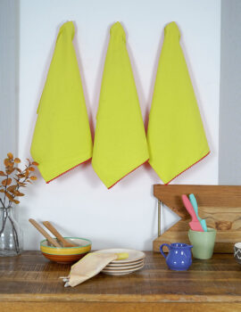 Lime Green  Cotton Solid Plain 16×20 Inch Kitchen Towel Set Of 3