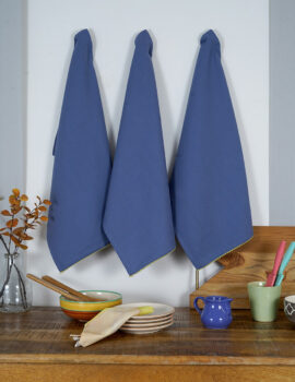 Greyish Blue Cotton Solid Plain 18×26 Inch Kitchen Towel Set Of 2