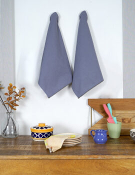 Grey Cotton Solid Plain 16×20 Inch Kitchen Towel Set Of 2