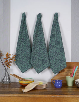 Green Cotton Floral 18×26 Inch Kitchen Towel Set Of 3