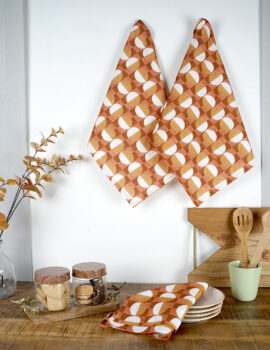 Orange Cotton Geometric Printed 16×20 Inch Kitchen Towel Set Of 3