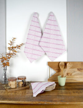 Grey Cotton Diagonal Stripe Pattern 16×20 Inch Kitchen Towel Set Of 3