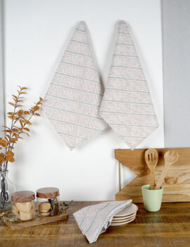 Grey Cotton Diagonal Stripe Pattern 16×20 Inch Kitchen Towel Set Of 3