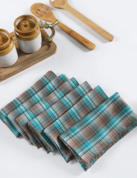 Blue Cotton Check Pattern 12×12 Inch Napkin Set Of 6