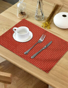 Red Polydupain 13X19 Tablemat Set of 6