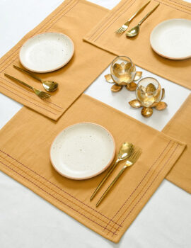 Mustard Cotton Solid Plain 13×19 Inch Placemat Set Of 4