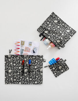 Black Floral 6×5 11×9 11×14 Pouch Set Of 3