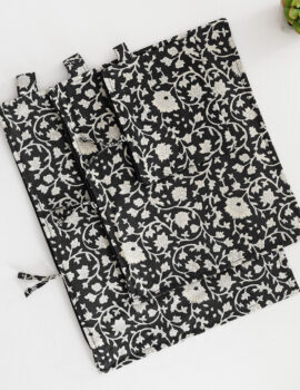 Black Floral 6×5 11×9 11×14 Pouch Set Of 3