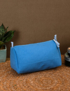 Blue Cotton Solid Plain 8x6x4 Inch Multipurpose Pouch