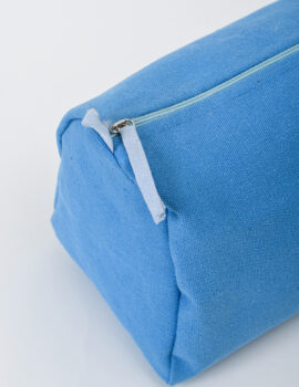 Blue Cotton Solid Plain 8x6x4 Inch Multipurpose Pouch