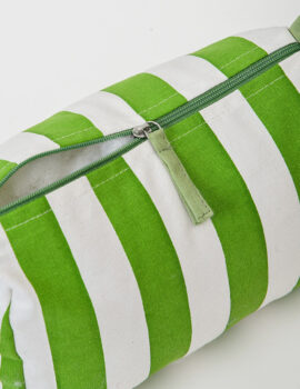 Green Cotton Stripe Printed 8x4x4 Inch Multipurpose Pouch