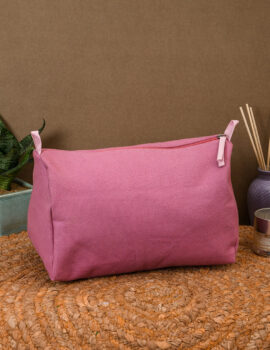 Pink Cotton Solid Plain 10x7x5 Inch Multipurpose Pouch