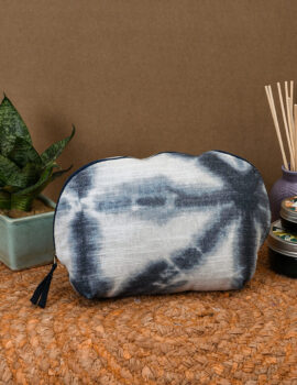 Grey Cotton Solid Plain 10x6x3 Inch Travel Pouch