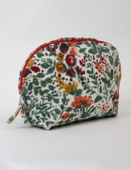 Multicolor Velvet Floral Printed 10x6x3 Inch Travel Pouch Set Of 2