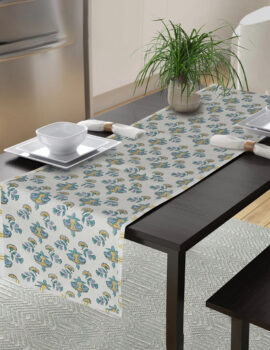 Yellow Color Cotton Fabric Floral Printed Table Runner Size- 14″X70″