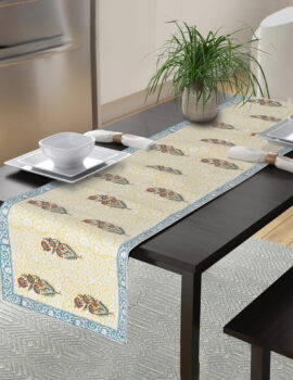 Yellow Color Canvas Fabric Printed Table Runner Size- 14″X70″