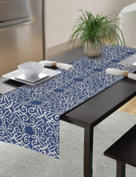 Blue Color Cotton Printed Table Runner Size- 14″X70″