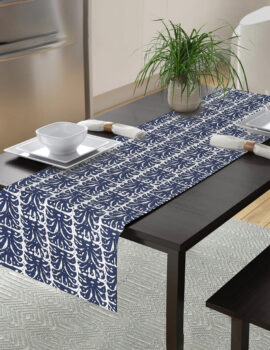 Blue Color Cotton Fabric Textured Printd Table Runner Size- 14″X70″