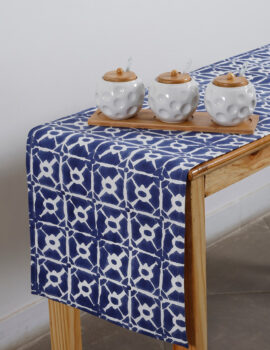 Blue Canvas Fabric Printed Table Runner Size- 14″X70″