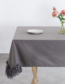 Grey Color Cotton Fabric Printed Table Cover Size- 52″X52″