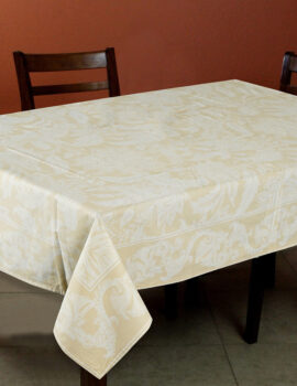 Beige Color Cotton Fabric Printed Table Cover Size- 60″X60″