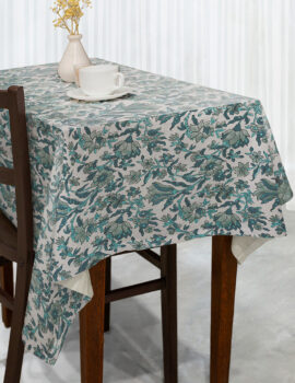 Green Color Cotton Fabric Printed Floral Printed Table Cover Size- 60″X90″