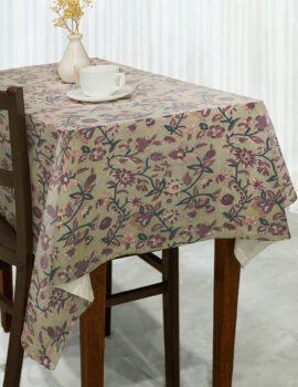 Green Color Cotton Fabric Floral Printed Table Cover Size- 60″X90″