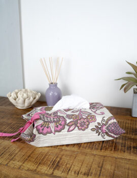 Purple Cotton Paisley Printed 11×7 Inch Tissue Box Cover