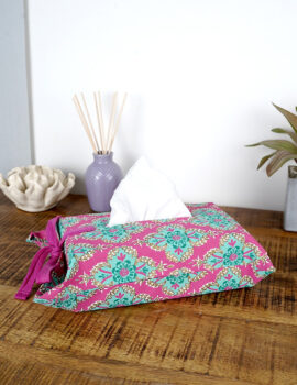 Pink Cotton Ikat Printed 11×7 Inch Tissue Box Cover