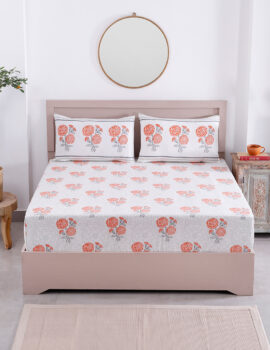 Floral Printed King Size Bedsheet Set with 2 Pillow Covers